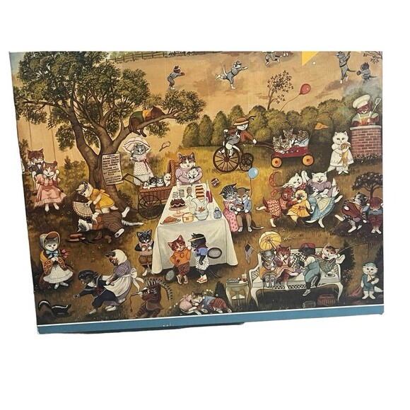 Vintage The Great American Puzzle Factory #976 Kitty Picnic 1994 RARE - Picture 8 of 10